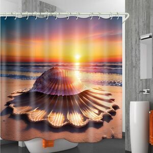 Sunset Beach Shell Shower Curtain 72x72 with plastic hooks